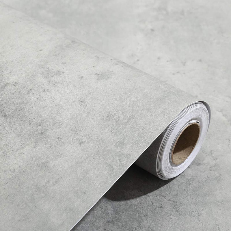 TAOGIFT 24x117 Inches 3D Textured Peel and Stick Concrete Wallpaper Grey Cement Contact Paper for Walls Kitchen Cabinets Countertop Bathroom Bedroom Furniture - Image 1